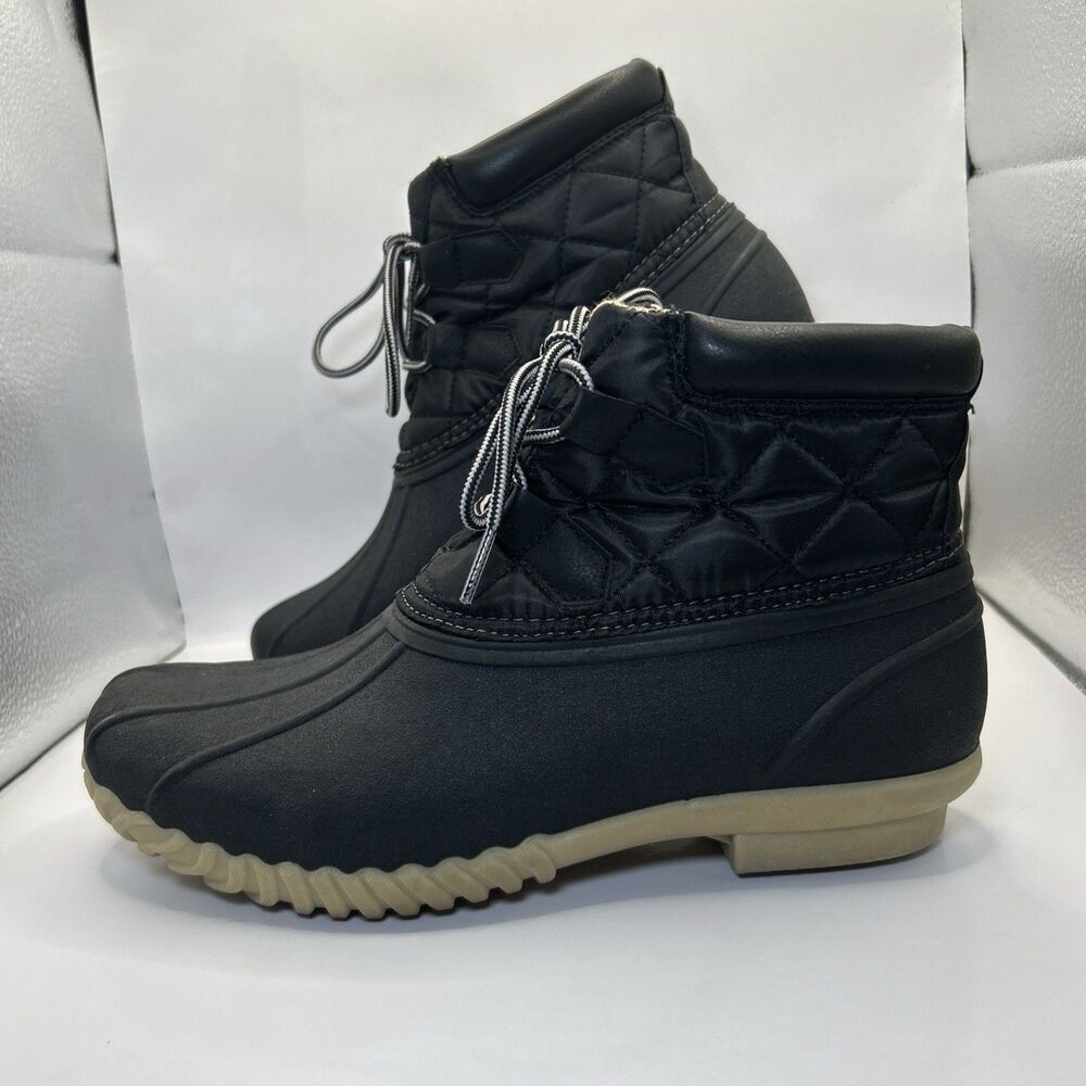 Skechers Women’s Duck Boots Size 8 Black Lace Up Ankle Waterproof Winter 48890